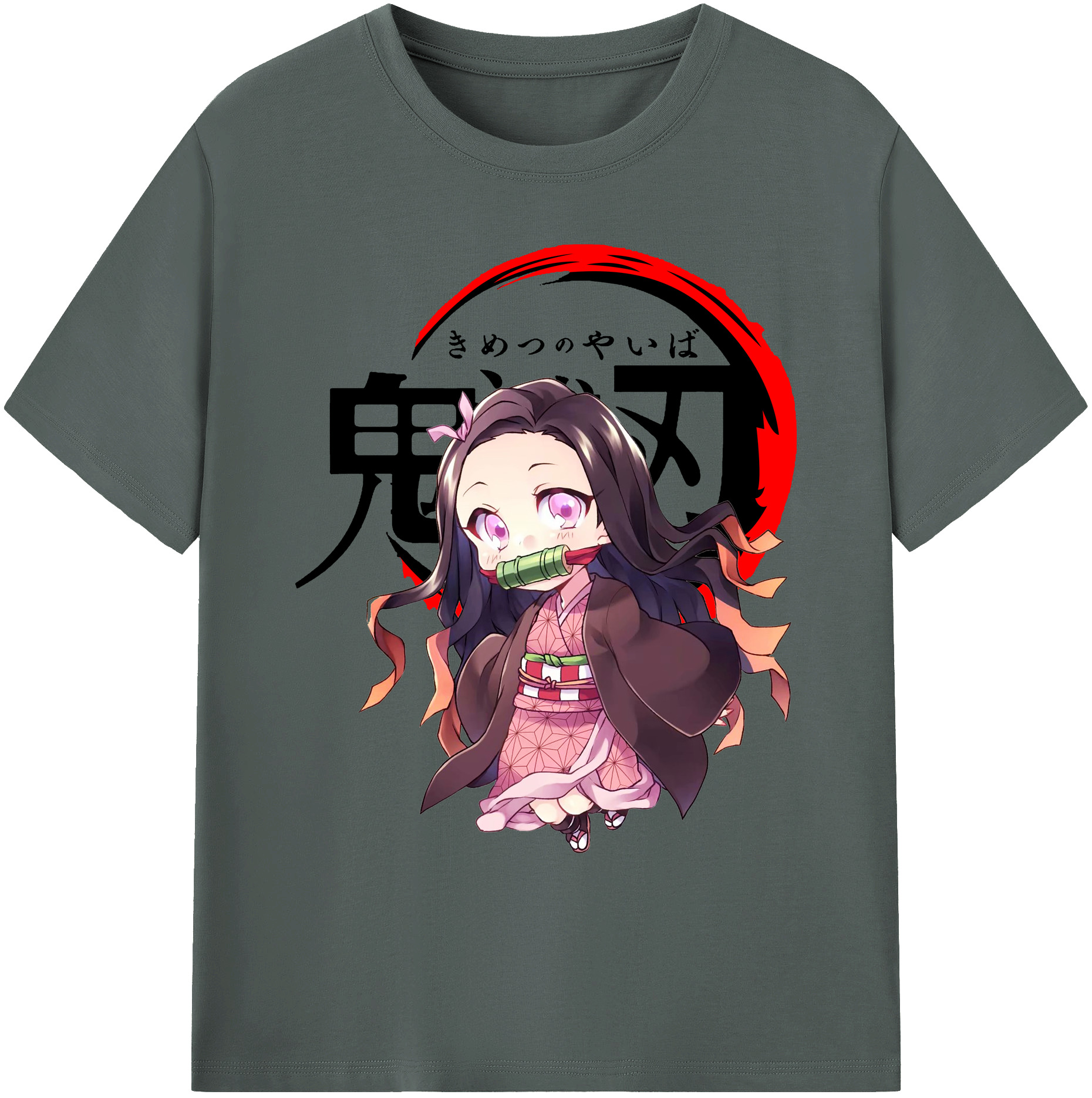（画像用） 鬼滅の刃（きめつのやいば）竈門 禰󠄀豆子／かまど ねずこ Kamado Nezuko 綿100％ メンズ半袖Tシャツ｜肌触りやわらか＆通気性